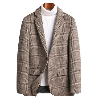 Mens Suit Jacket Blazers 2026 Autumn Winter Suits Men'S Wool Plaid Suits Men'S Trend Woolen Suits plus Size Men'S Clothing