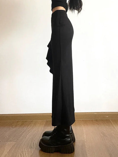 High-Waisted Half-Split Y2K Skirt Slim Skirts Streetwear Solid Micro-Pleats Bustier Skirt Evening Dresses Bandage Women Clothing