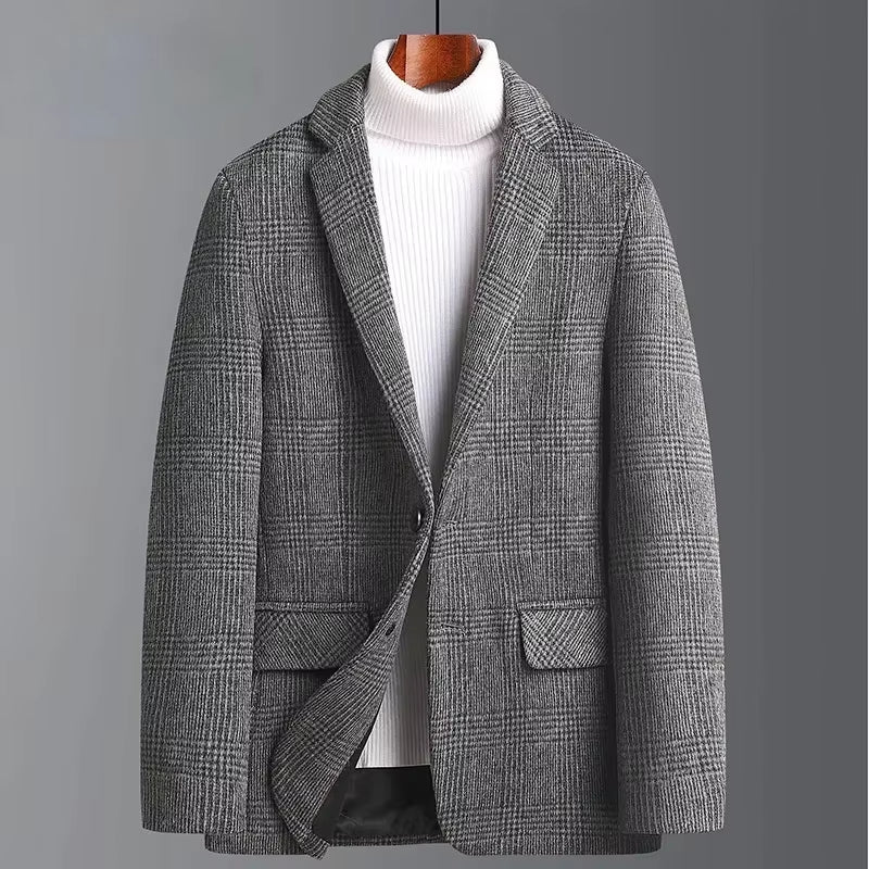 Mens Suit Jacket Blazers 2026 Autumn Winter Suits Men'S Wool Plaid Suits Men'S Trend Woolen Suits plus Size Men'S Clothing